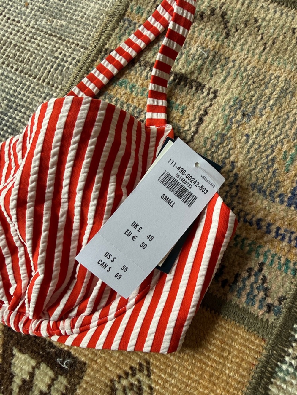 Abercrombie and Fitch Bikini top Curve Love Red and White Striped Bikini Top - Picture 10 of 11